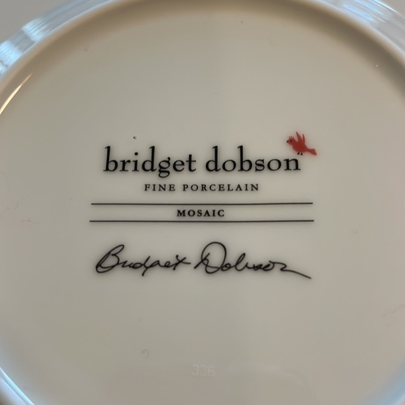 MOSAIC RED & GOLD BREAD & BUTTER PLATES 7 1/8" by BRIDGET DOBSON - Picture 7 of 8